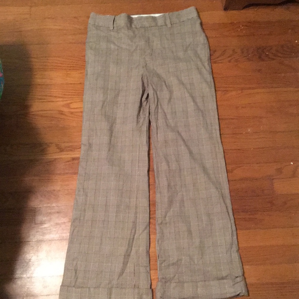 GAP stretchy tan plaid leg dress pants